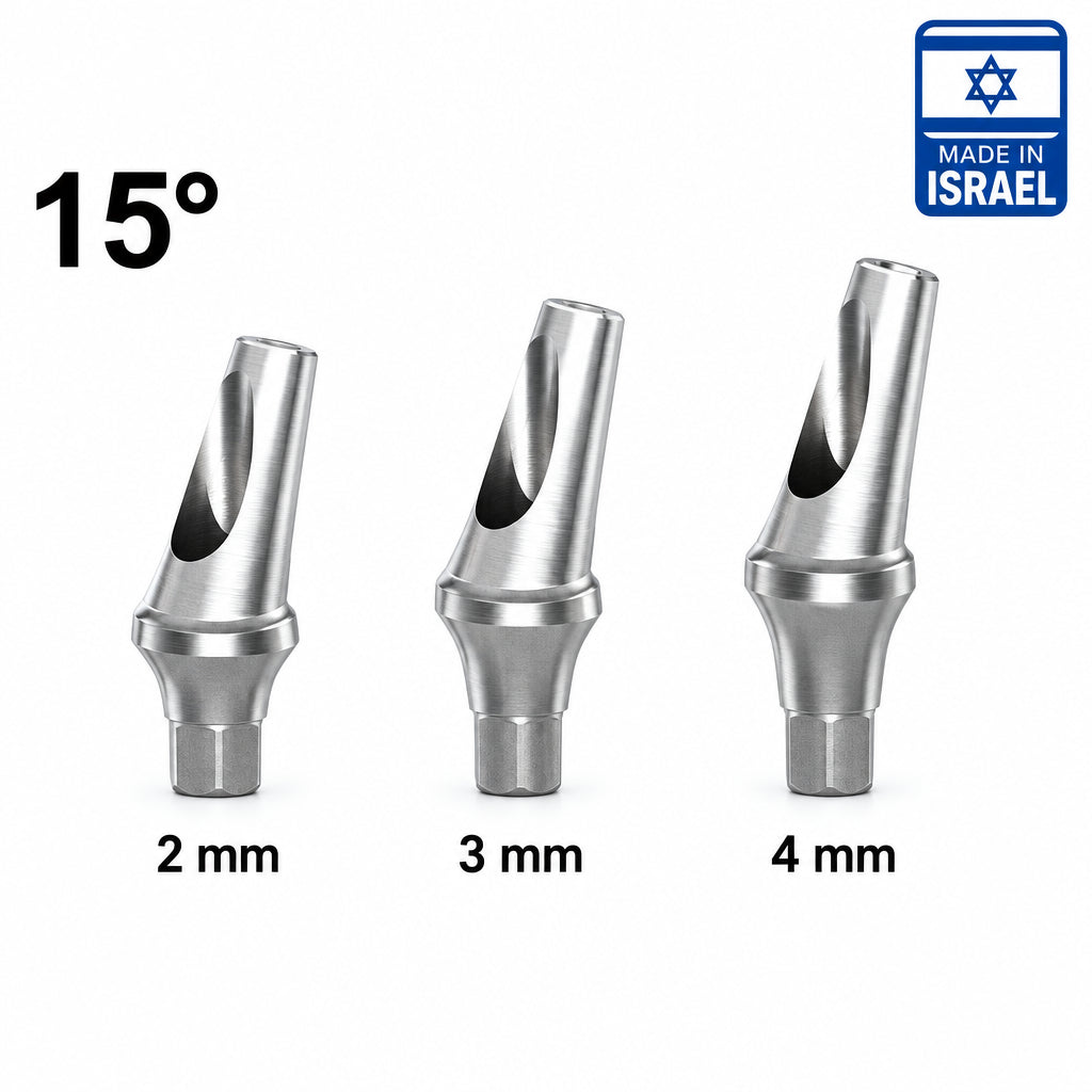 Angulated 15° Shoulder Titanium Abutment Osstem Mini Compatible